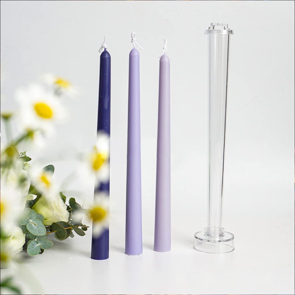 2-Pack Classic Tall Taper Candle Mold,Clear Plastic Pillar Candlestick Mold for Church Christmas Candlelight Dinner Valentine's Day (10.24inch) Ruiao