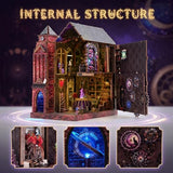 Book Nook Kit, DIY Miniature House Dollhouse Crafts Kit for Adults and Teens, Magic Castle 3D Wooden Puzzle Booknook Build Bookshelf Decor, Gifts for Family and Friends（Arcane Sprire）