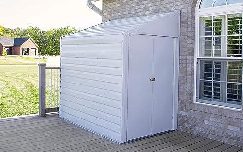 Arrow YS47-A Compact Galvanized Steel Storage Shed with Pent Roof, 4' x 7' - WoodArtSupply