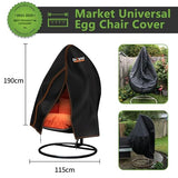 Enzeno Patio Egg Chair Covers Waterproof,75x45inch Egg Chair Cover with Zipper,Windproof Single Egg Swing Chair Covers,Outdoor Hanging Chair Cover Weatherproof,Black