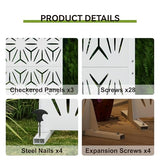 Heavy-Duty Outdoor Privacy Screen for Patio, Balcony, Backyard - 72" H * 44" W Metal Room Divider with Modern Geometric Pattern, Anti-Tipping Kit, Weather Resistant, Easy Assembly (White-SJX) QINPTWUT