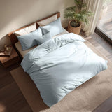 Seragio Duvet Cover Set – Lightweight & Breathable 100% Cotton Single-Layer Fabric, Tie Closure Duvet Cover + 2 Pillowcases, Machine Washable, 6 Colors,No Duvet Insert Included (Blue, Queen) Seragio