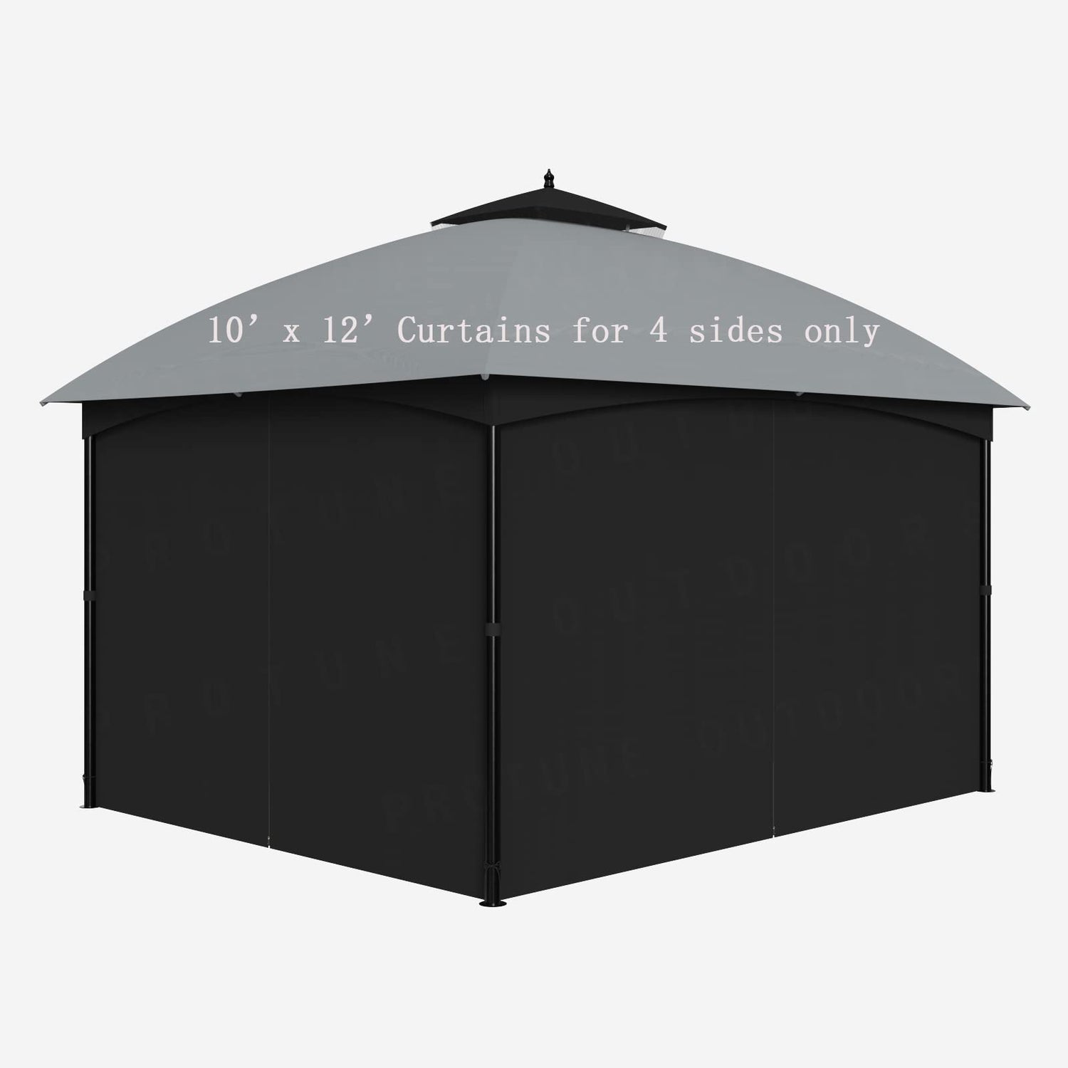 SunCula Replacement 10'x12' Gazebo Curtains waterproof, Universal Privacy Shade Curtains 4-Panels sidewall with Zipper, Outdoor Curtains for Patio, Backyard, Garden-Black (Only Curtains) SunCula
