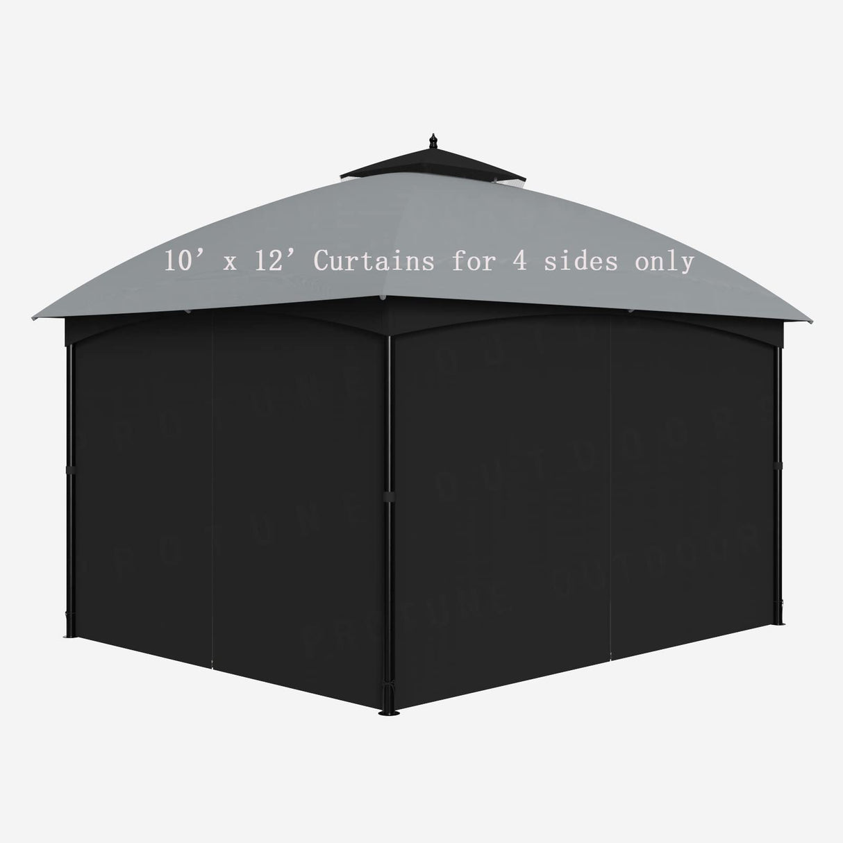 SunCula Replacement 10'x12' Gazebo Curtains waterproof, Universal Privacy Shade Curtains 4-Panels sidewall with Zipper, Outdoor Curtains for Patio, Backyard, Garden-Black (Only Curtains) SunCula