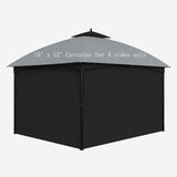 SunCula Replacement 10'x12' Gazebo Curtains waterproof, Universal Privacy Shade Curtains 4-Panels sidewall with Zipper, Outdoor Curtains for Patio, Backyard, Garden-Black (Only Curtains) SunCula
