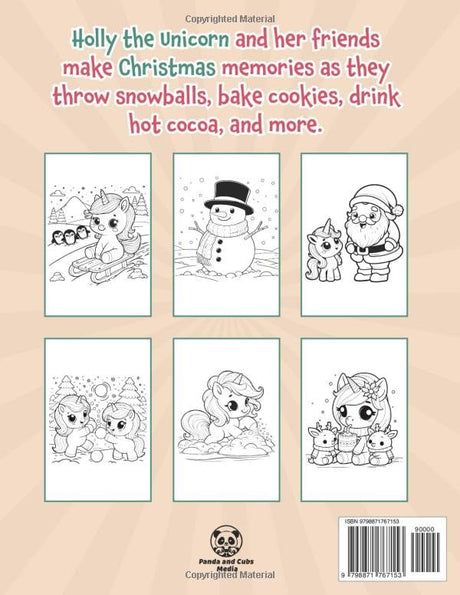 Holly the Unicorn Christmas Coloring Book: For Kids Ages 4-8 (Holly the Unicorn Coloring Books) WoodArtSupply