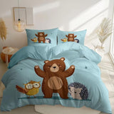 Aesthetic Bedding Blue Duvet Cover Single Size, Reversible Cartoon Animals Minimalist Bedding Set 3 Pcs – Soft Microfiber Comforter Cover with 2 Pillow Shams Generic