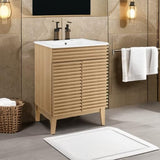 Modway Render Vanity Floor, 24 Inch, Oak/White Sink Modway
