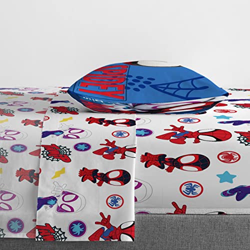 Jay Franco Marvel Spidey and His Amazing Friends Team Spidey 4 Piece Toddler Size Bed Set – Super Soft Microfiber - Includes Comforter & Sheet Set Bedding (Official Marvel Product) Jay Franco