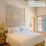 King Wood Headboard Rustic | Carved Full Headboard Only | Wooden Headboard Full Size Bed | Wall Mount Headboard King | Full Bed Headboard Panels (Manusa Antic, Cal King) KultureDeco