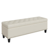 Storage Bench, 51-Inch Storage Ottoman Bench, 30 Gallons, Large Storage Ottoman, Modern Faux Leather Ottoman With Storage For Living Room, Bedroom, Entryway, Hallway, Office, Cream White FiveWillowise