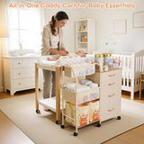 Fabuday Baby Diaper Caddy Organizer Cart - 4 Tier Rolling Diaper Cart with Wheels, Baby Essentials Organizers and Storage, Mobile Utility Carts for Bedside, Bedroom, Crib Nursury, Changing Table