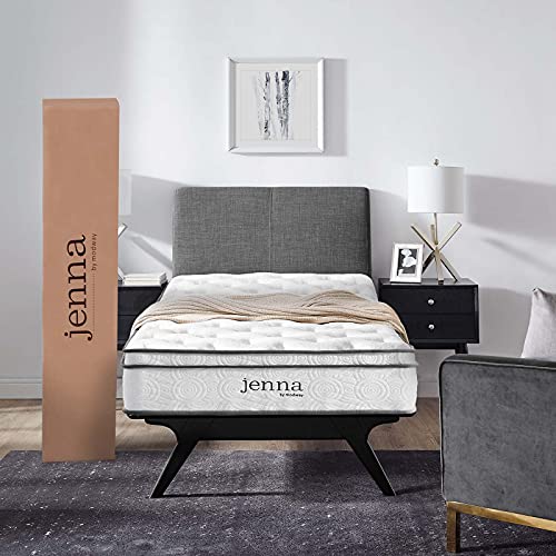 Modway Jenna 8” Innerspring and Memory Foam Twin Mattress With Individually Encased Coils, White Modway