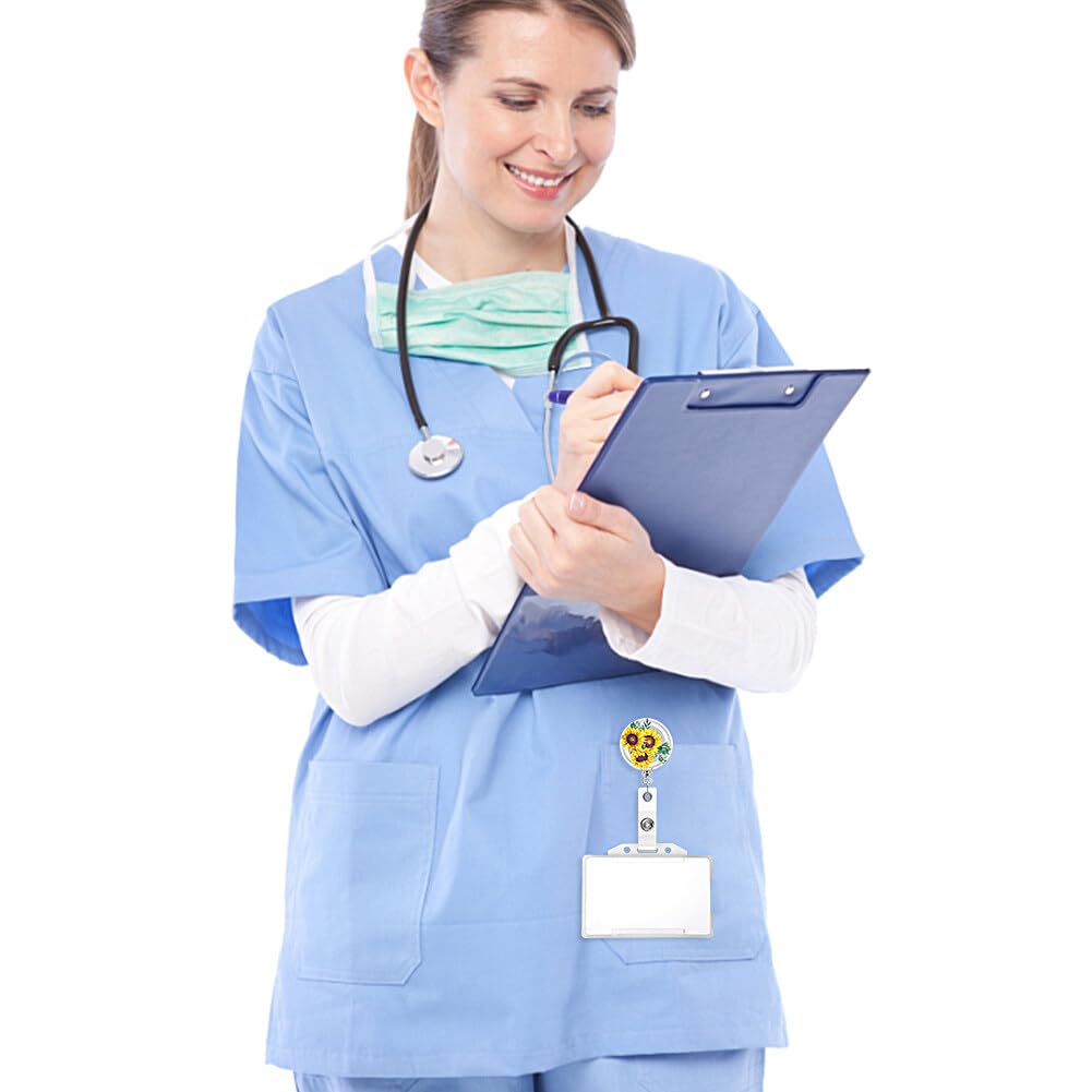 30PCS Badge Reel Holder Retractable Holder Sublimation Blanks Keychain Rotating Badge Reel Clip Name Lanyard Clip ID Card Holder Teacher Nurse Student Volunteer Surakey