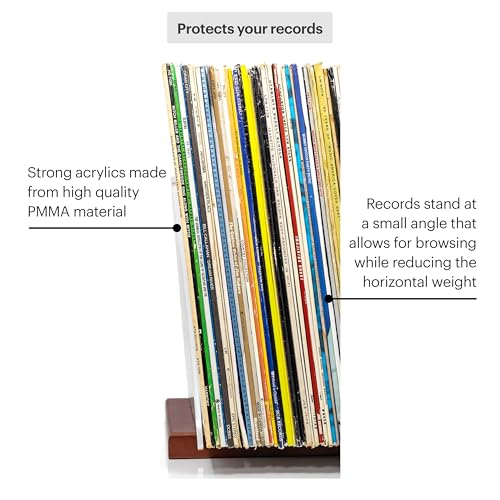 MÖNKE Premium Vinyl Record Storage - a Mid-Century Style Record Holder for Albums, 60-70 LP Capacity - Complements Any Record Player (Brown) MÖNKE