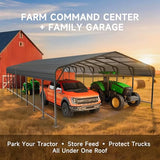 20x40 FT Metal Carport, Enhanced Base and Steel Roof for All-Weather Use, Outdoor Heavy Duty Garage Galvanized Car Shelter for Bass Boats, Full-Sized Pickup Trucks, and Tractors EASYHAWK