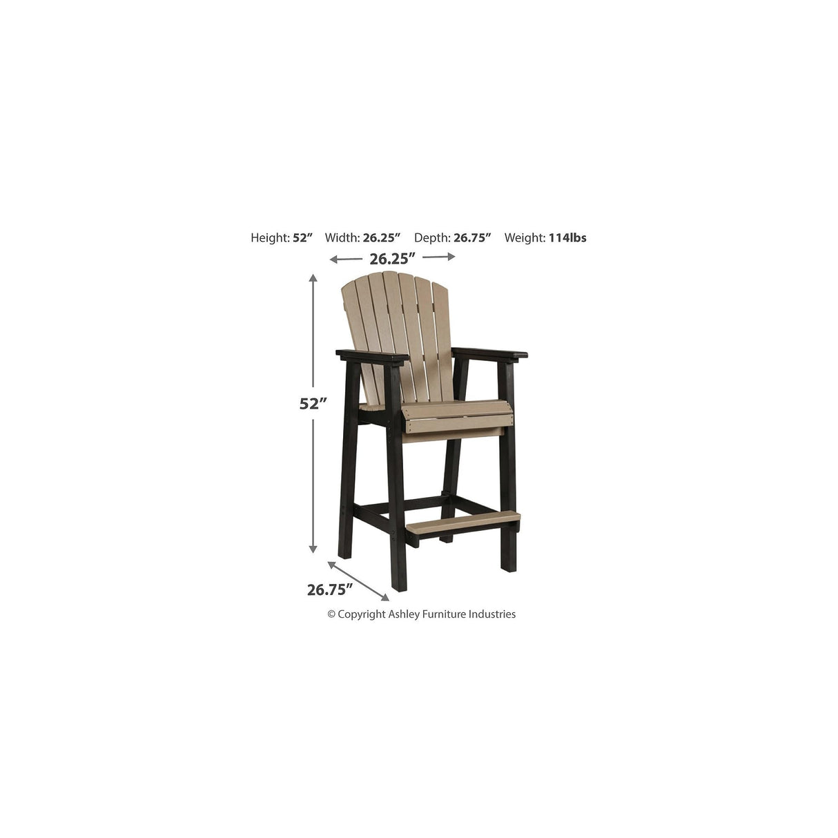 Signature Design by Ashley Fairen Trail 30" HDPE Durable Outdoor Barstool, 2 Count, Black & Brown Signature Design by Ashley