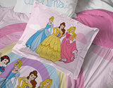 Jay Franco Disney Princess Rainbow 5 Piece Twin Bed Set - Includes Comforter & Sheet Set - Bedding Features Aurora, Belle, & Cinderella - Super Soft Fade Resistant Microfiber Jay Franco