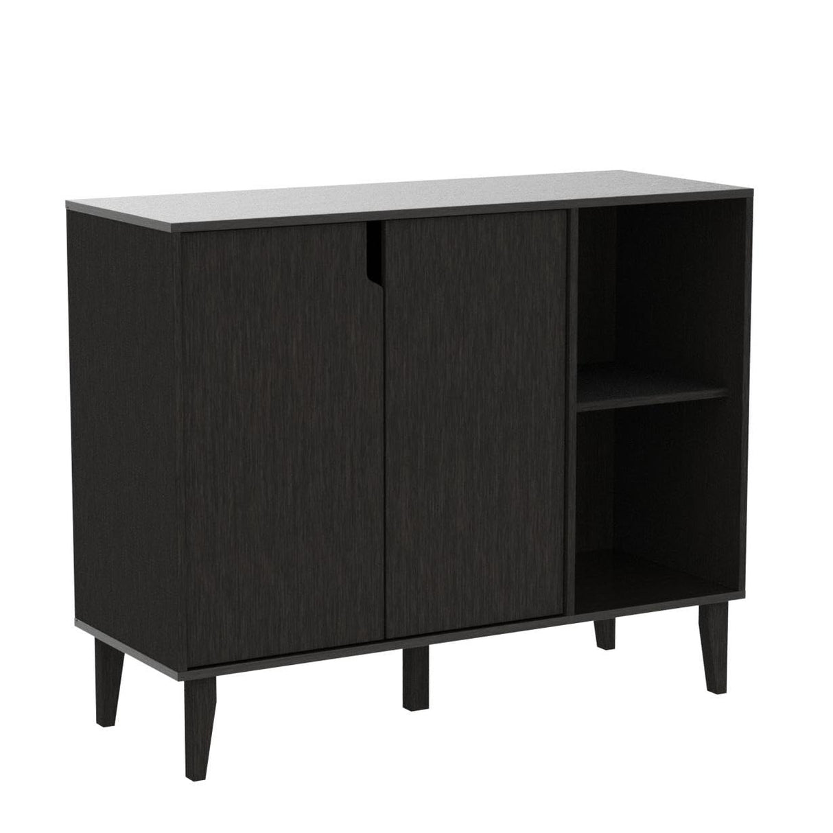 Panana Accent Sideboard Buffet Serving Cabinet with 2 Doors and Shelves Storage Cabinet White Coffee Bar Cabinet for Kitchen Dinning Room Living Room (41.81 inch, Black) Panana