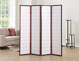 Roundhill Furniture Oriental Shoji 4 Panel Screen Room Divider, Cherry Roundhill Furniture