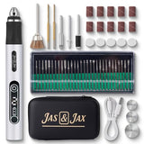 Jas & Jax Engraving Pen - USB Rchargeable Mini Electric Engraver, Cordless Rotary Tool for Wood, Metal, Glass, Jewelry, Stone, Leather & Plastic Etching (54 Accessories) Jas & Jax Goods