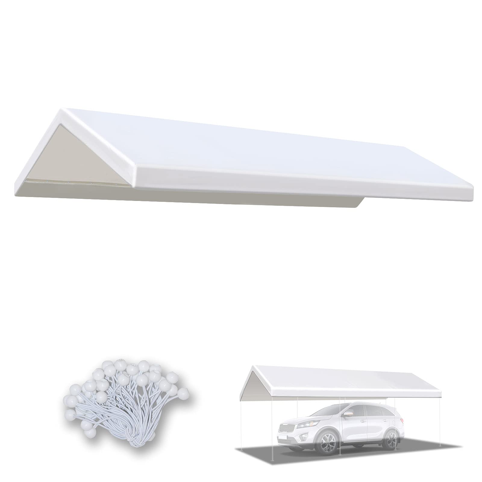 BenefitUSA 10x20' Waterproof Upgraded Carport Replacement Canopy Only