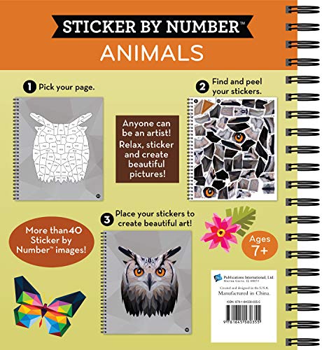 Brain Games - Sticker by Number: Animals - 2 Books in 1 (42 Images to Sticker) Publications International, Ltd.