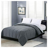 Homelike Moment Comforters Queen Size - Grey Duvet Insert Down Alternative Bed Queen Comforter, Lightweight Bedding Comforters Full Size Quilted Soft All Season Reversible Dark Gray/Light Grey Homelike Moment