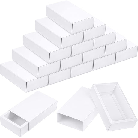 Zonon 30 Pieces Kraft Paper Drawer Box, Mini Crafts Cardboard Present Boxes for Business and Soap Jewelry Candy Weeding Party Favors Present Packaging Boxes (White) Zonon