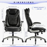 Executive Office Chair-Ergonomic Computer Desk Chair, High Back Leather Chair with Padded Flip-up Arms, Swivel Home Office Chair Upgraded Caster-Black COLAMY