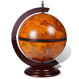 vidaXL Eucalyptus Wood Wine Stand - Rotatable Tabletop Globe Bar with 16th Century Nautical Maps & Antique Frescoes - Brown Farmhouse Style for Home/Office vidaXL