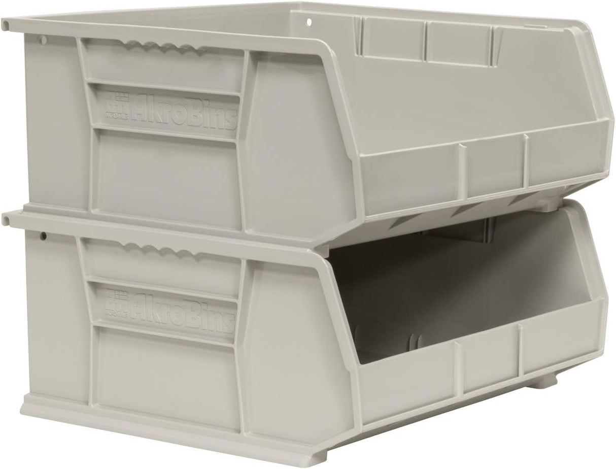 Akro-Mils 30250 AkroBins Plastic Storage Bins, Space-Saving Stackable Bins for Garage, Pantry, Craft Organization, 15" x 16" x 7", Clear, 6-Pack Akro-Mils