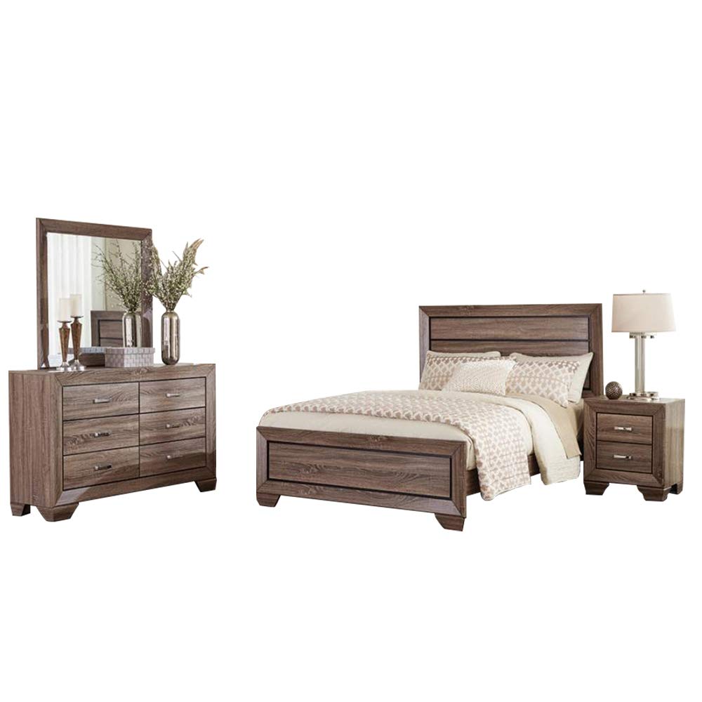 Coaster Kauffman Queen Bed 4-Piece Set, Washed Taupe Coaster Home Furnishings