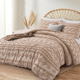 Oli Anderson Khaki Queen Comforter Set Tufted Bedding Set Queen 3 Pieces, Boho Shabby Chic Comforter with 2 Pillowcases (Khaki,Queen) Oli Anderson