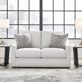 Signature Design by Ashley Maitelynn Contemporary Loveseat with Accent Pillows, Reversible Cushions and Sloped Arms, Light Gray Signature Design by Ashley