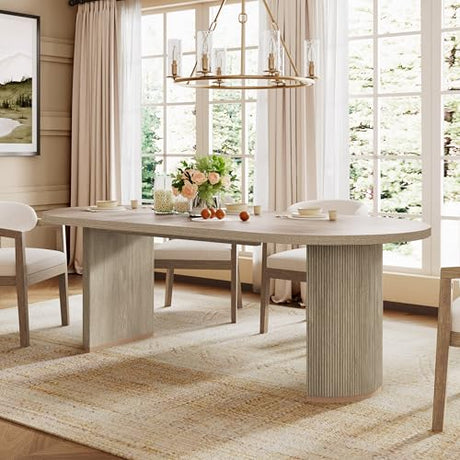 Christopher Knight Home Lancas Modern Minimalist Wooden Indoor Dining Table - Oval Top Pedestal Design - Dining Table Set for 6 - Light Ash Finish - Restaurant, Family Gatherings, Kitchen, Dining Room Christopher Knight Home