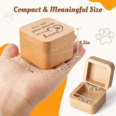 BluBrk Pet Fur Keepsake Box, Wooden Memorial Box for Dog & Cat Hair, Whiskers, Teeth & Tags, Sympathy Gift for Pet Loss BluBrk