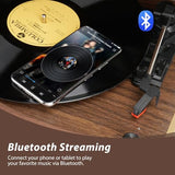 RETROSPILER Turntable with Stand, 3 Speed Record Player with Built-in Speakers and Removable Legs, Bluetooth USB Recorder Aux-in, Wood (Espresso) Retrospiler
