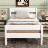 Duxelifin Twin Bed Frames Wood, Wood Twin Bed Frame with Headboard and Footboard, Platform Bed for Bedroom, Guset Room, No Box Spring Needed, White Duxelifin