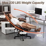 WENTUM Massage Office Chair with Foot Rest, 6 Points Vibration Heating Executive Chairs Ergonomic Home Office Desk Chair with Reclining Backrest, Adjustable Arms and Lumbar Support-Brown WENTUM