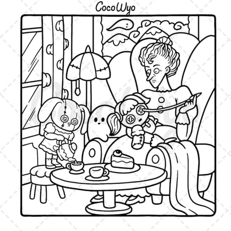 Spooky Cutie: Coloring Book for Adults and Teens Featuring Adorable Creepy Creatures in Cozy Hygge Moments for Relaxation (Cozy Spaces Coloring) Coco Wyo LLC