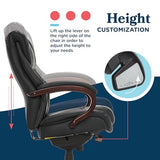 La-Z-Boy® Bellamy Executive Office Chair with Memory Foam Cushions, Real Wood Arms and Swivel Base, Waterfall Seat Edge, Faux Bonded Leather, Black La-Z-Boy