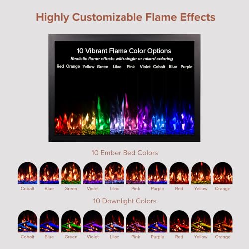 Modern Ember Highmark Traditional 33 Inch Built-in Smart Electric Fireplace Insert | Alexa/WiFi Enabled - Remote Included | Electric Firebox Heater with Multi-Color Flames | 1500W Modern Ember