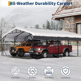 GarveeTech Metal Carport, 20x25 FT Outdoor Carport Canopy with Reinforced Base and Galvanized Steel Roof, Heavy Duty Garage Car Shelter Shade for SUV, Truck, Boats GarveeTech