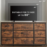 EnHomee Dresser TV Stand with Drawers, Media Console Table for 60 '', TV Console with 9 Drawers for Bedroom, Entertainment Center with Sturdy Metal Frame & Wood Top,Living Room,Closet, Rustic Brown EnHomee