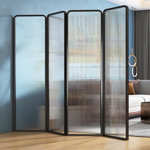 SUZEPER 6ft Tall Modern Room Divider, Metal Glass Partition Room Divider, Folding Privacy Room Divider Screens, Decorative Freestanding Room Partition for Room Separation Partition, 2 Panel SUZEPER