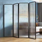 SUZEPER 6ft Tall Modern Room Divider, Metal Glass Partition Room Divider, Folding Privacy Room Divider Screens, Decorative Freestanding Room Partition for Room Separation Partition, 2 Panel SUZEPER
