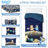 Jay Franco Kids Comforter Set Includes Sheets and Pillow Covers - Soft and Cozy Bed Set for Stylish Room Decor, Blue - Bluey & Bingo, 5 Piece Twin Jay Franco