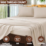 Overket Extra Deep Pocket King Sheets 18-24 Inch 100% Egyptian Cotton 1000 Thread Count Sateen Weave Soft Breathable 4 Pieces（King，Linen） Overket