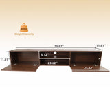 Floating TV Stand,70" Media Console for 60"70"80" tv,Entertainment Center with Storage, Mid Century Modern Wood tv shelf, 3 Cabinet tv Table,tv stand wall-mounted for Living Room (Dark Brown) TIMSATIO